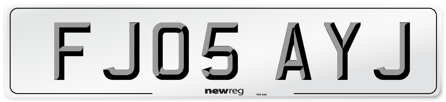 FJ05 AYJ Number Plate from New Reg